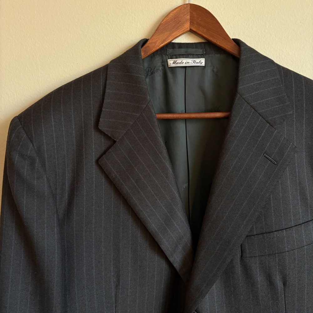 Vtg Belvest Made in Italy 100% Extra Fine Wool 3 Button Super 120 S Check Blazer